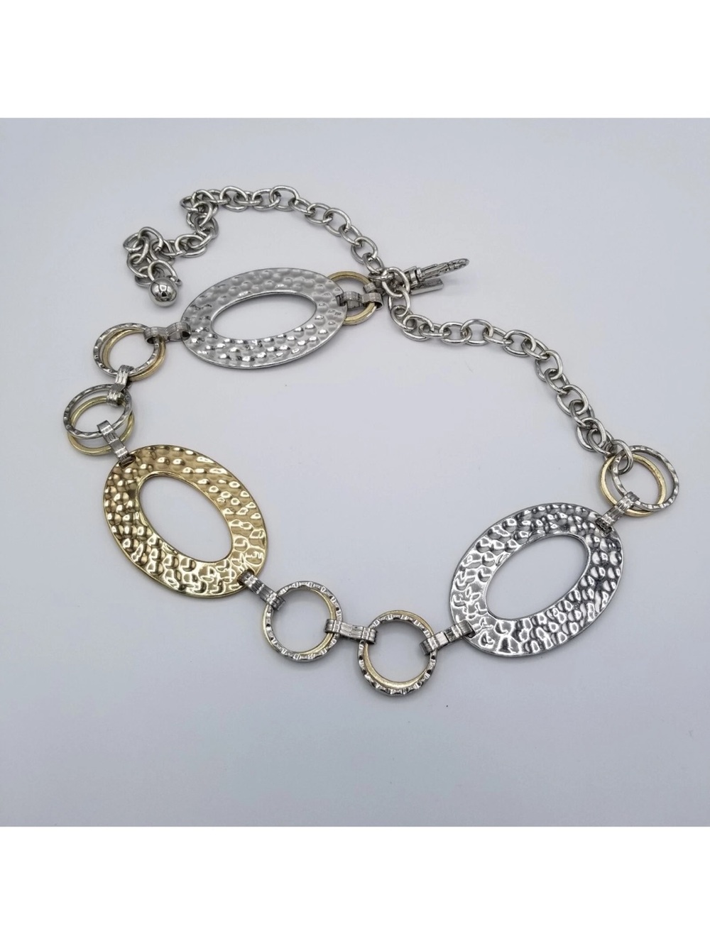 Women’s Belt Hammered Silver & Gold Tone Adjustable Chain 50 in by Chicos